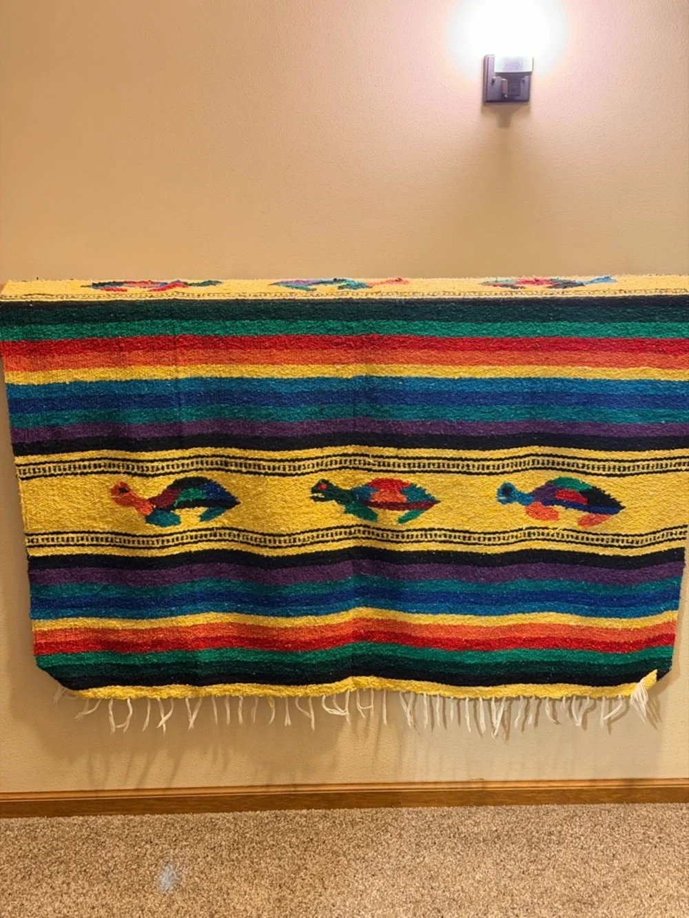 Handwoven Blanket with Turtle Design